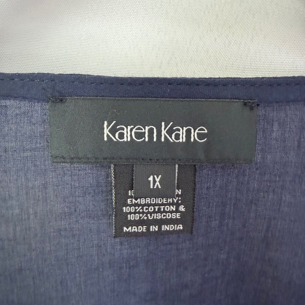 Karen‎ Kane Embroidered Tunic Top Navy Blue 1X NWT Luxury Boho Chic $158 - Picture 7 of 10